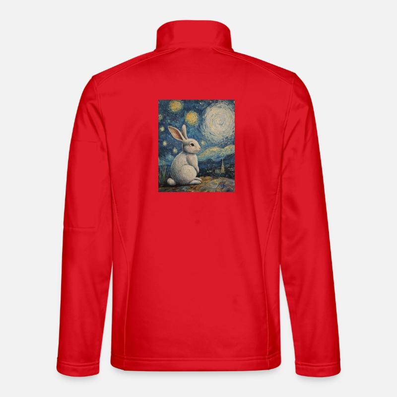 Rabbit Van Gogh Style Starry Night Unisex Softshell Jacket
