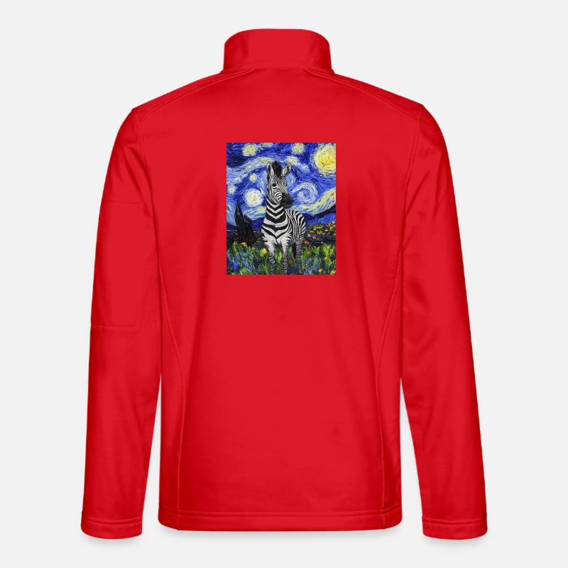 Zebra Van Gogh Style Starry Night - Unisex Softshelljacke - Rot