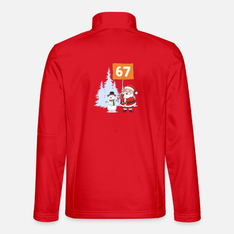 Santa und Schneemann mit 67 Schild - Unisex Softshelljacke - Rot