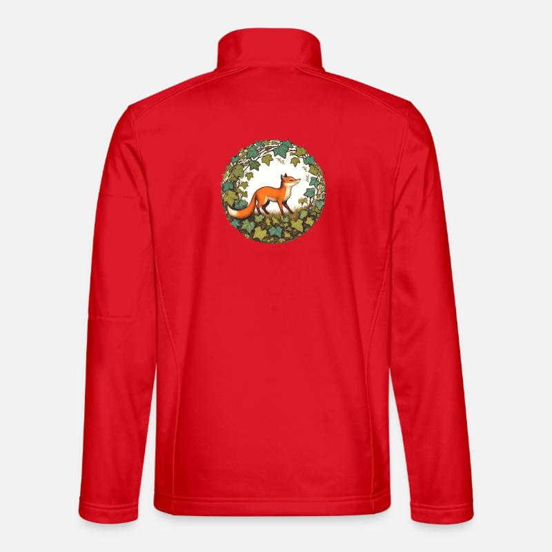 Fox in Ivy Circle - Unisex Softshell Jacket - red