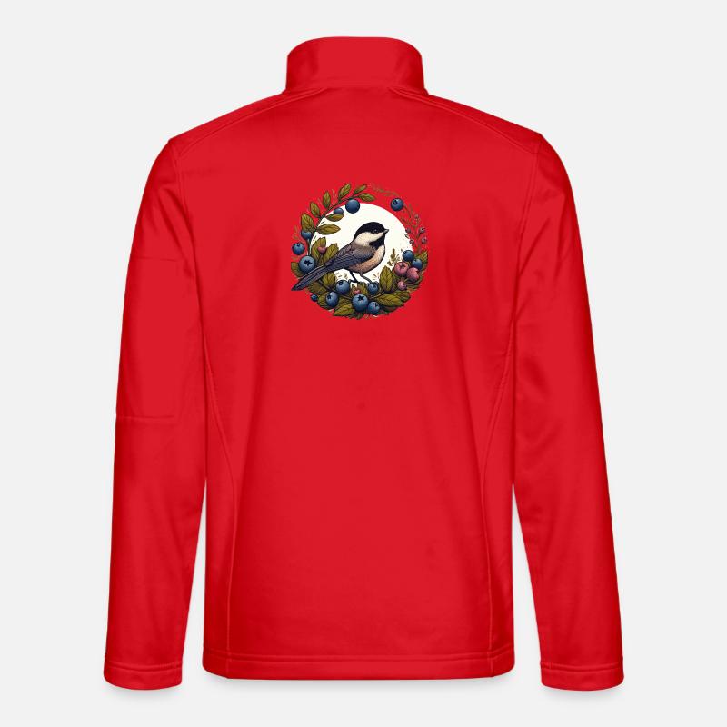 Blueberry Wreath Chickadee Unisex Softshell Jacket