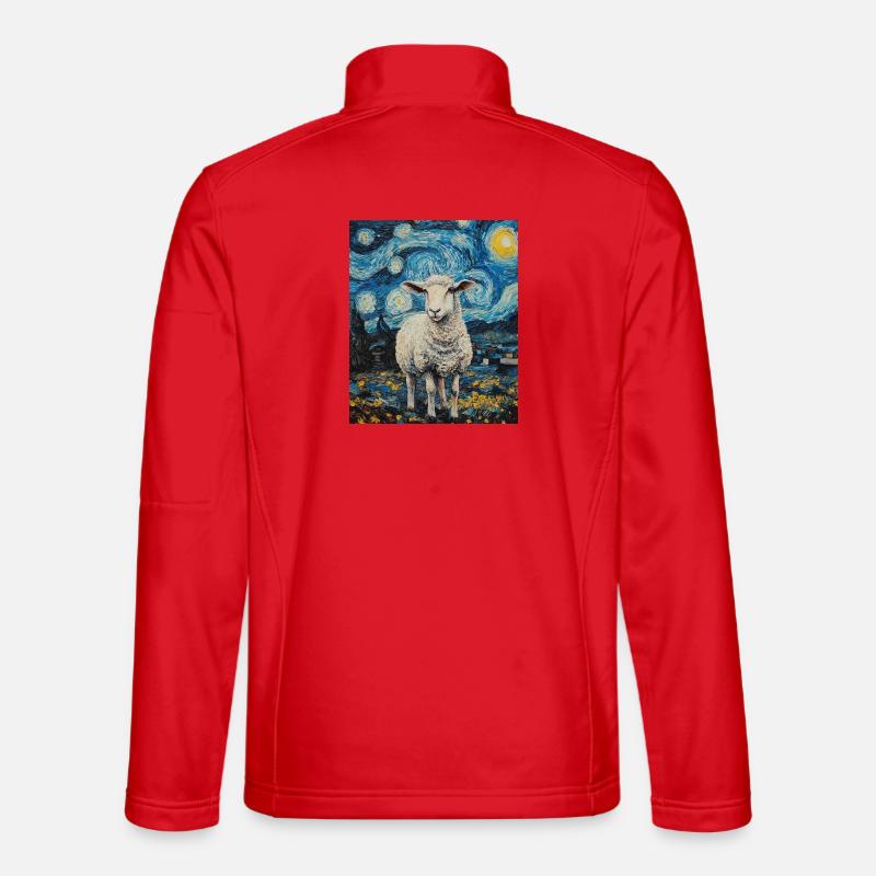 Schaf Van Gogh Style Starry Night - Unisex Softshelljacke - Rot