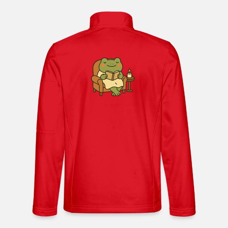 Lesender Frosch im Sessel – Cozy Evening - Unisex Softshelljacke - Rot
