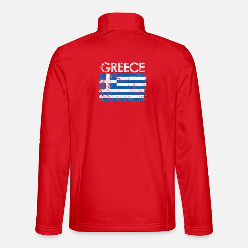 Distressed Greece Flag Graphic - Unisex Softshell Jacket - red