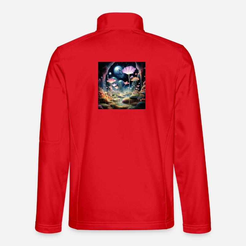 Kosmische Blüten im Sternenwald - Unisex Softshelljacke - Rot