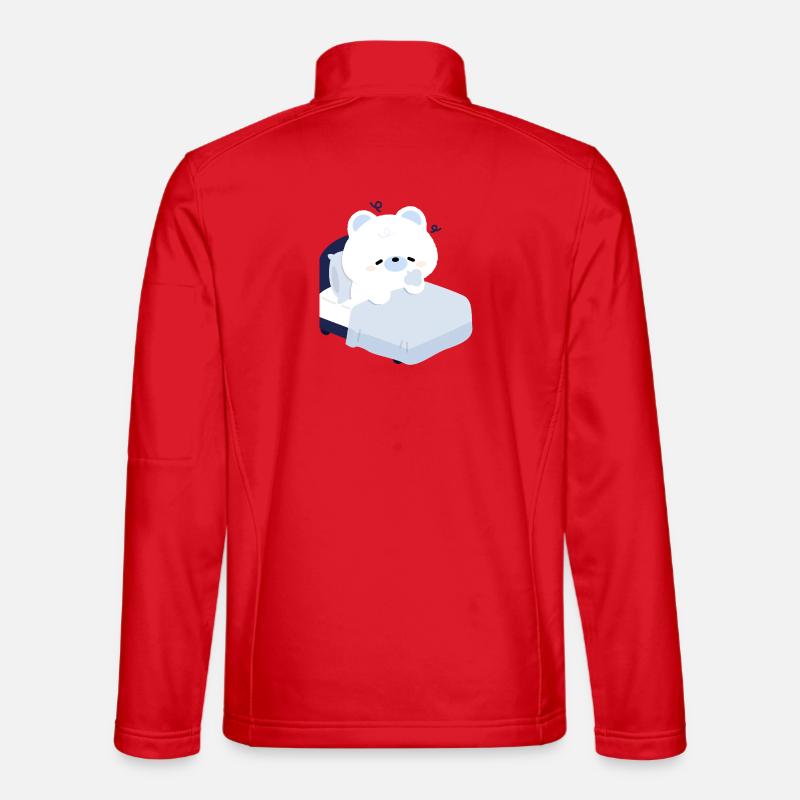 Verträumter Eisbär auf kuscheligem Bett - Unisex Softshelljacke - Rot
