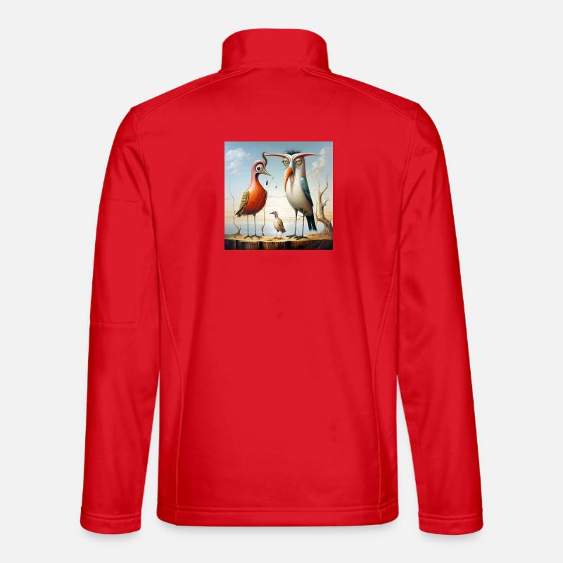Flying duet on the coastal beach - Unisex Softshell Jacket - red
