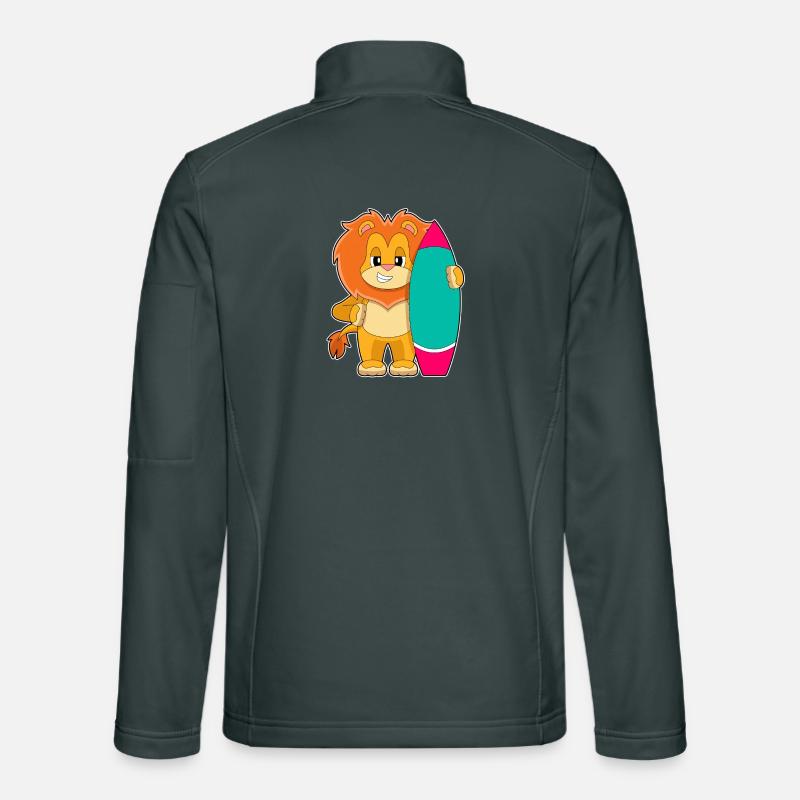 Lion Surfing Surfboard Summer Unisex Softshell Jacket