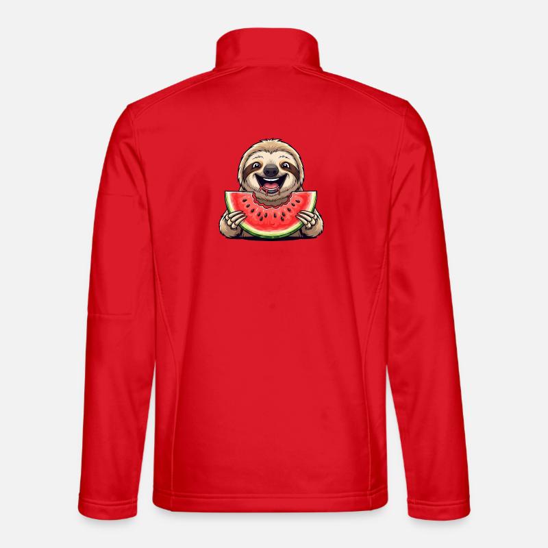 Mignon paresseux avec pastèque dessin animé d’été Veste en tissu softshell Unisexe