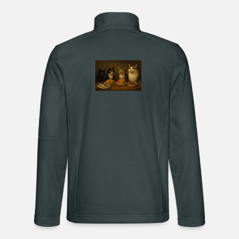 Four cats at the feast at the table Unisex Softshell Jacket