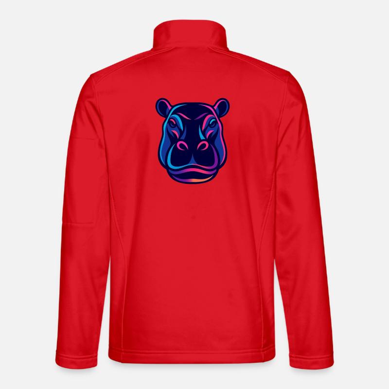 Neon Hippo Head - Unisex Softshell Jacket - red