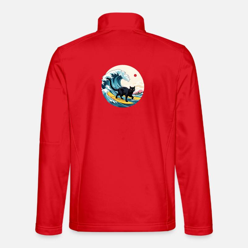 Black Cat Surfing Welle - Unisex Softshelljacke - Rot