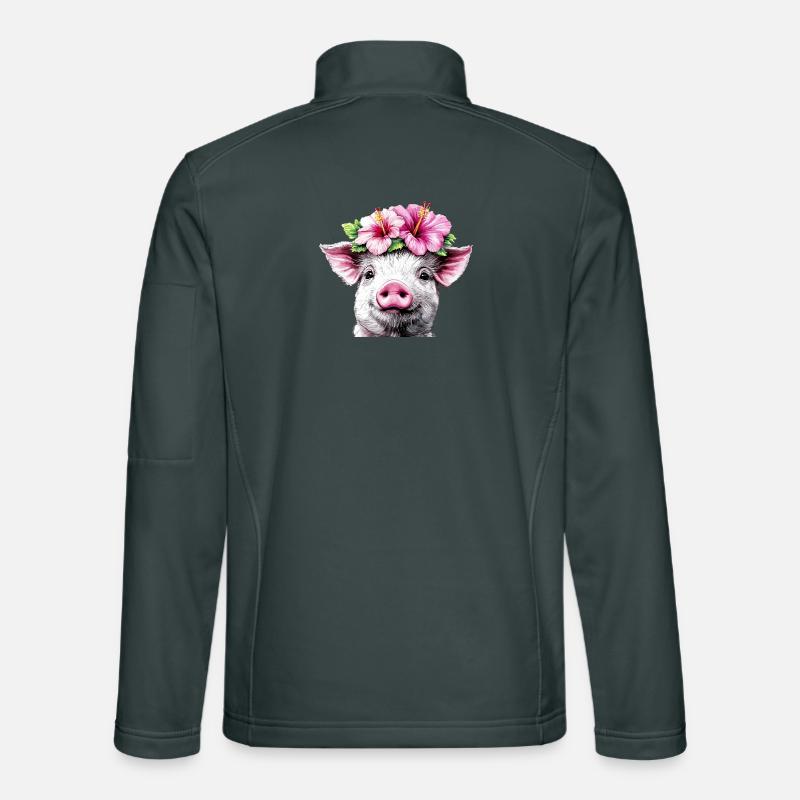 Cochon à couronne d’hibiscus Veste en tissu softshell Unisexe