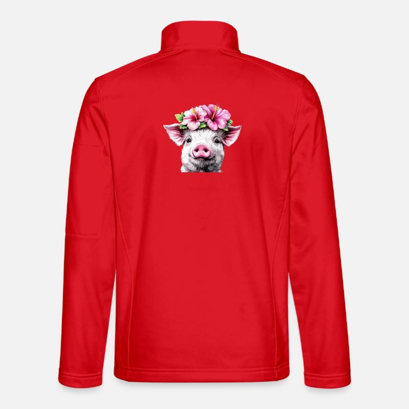 Hibiscus Crown Pig - Unisex Softshell Jacket - red