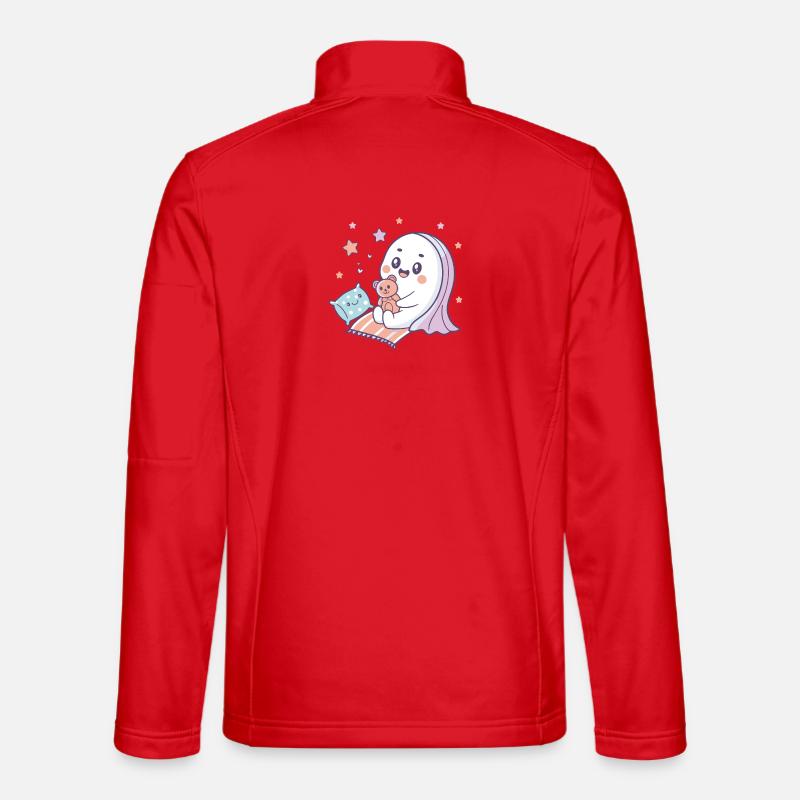 Kawaii Ghost Starry Night - Unisex Softshell Jacket - red