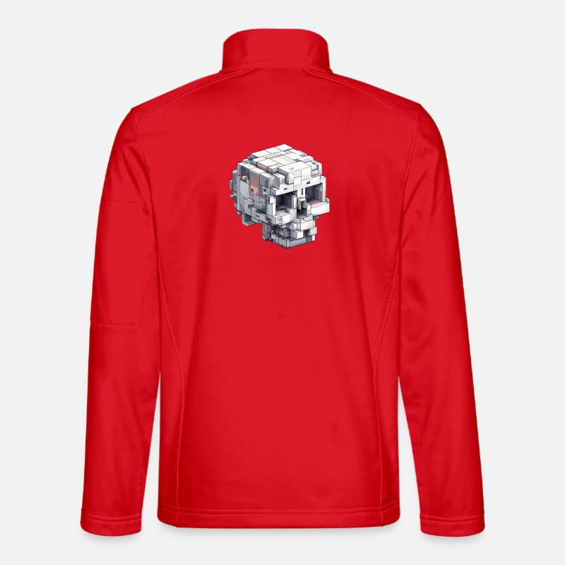 Block-Schädel Design – Digital Art Look - Unisex Softshelljacke - Rot