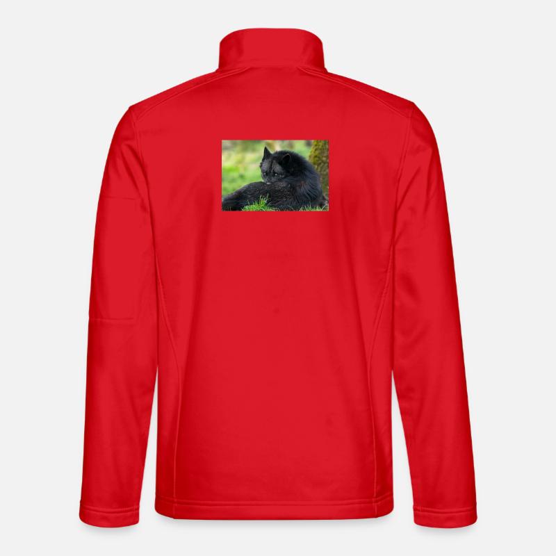 Schwarzer Wolf in Ruhe - Unisex Softshelljacke - Rot