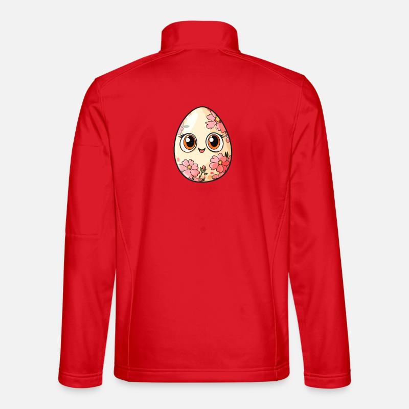 Kawaii Easter Egg with Flowers - Unisex Softshell Jacket - red
