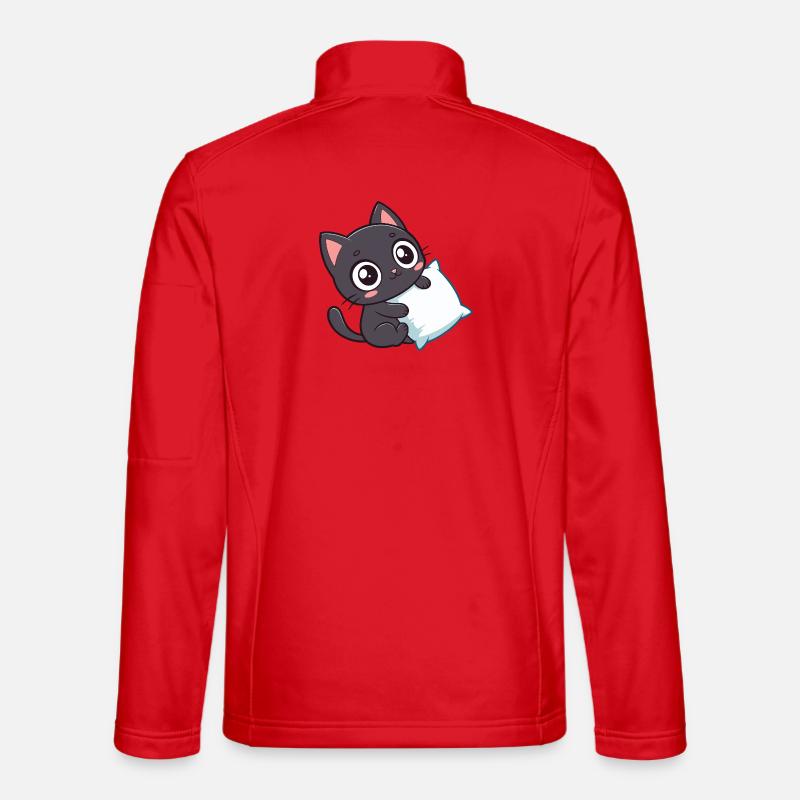 Black Kitten Cuddle and Pillow - Unisex Softshell Jacket - red