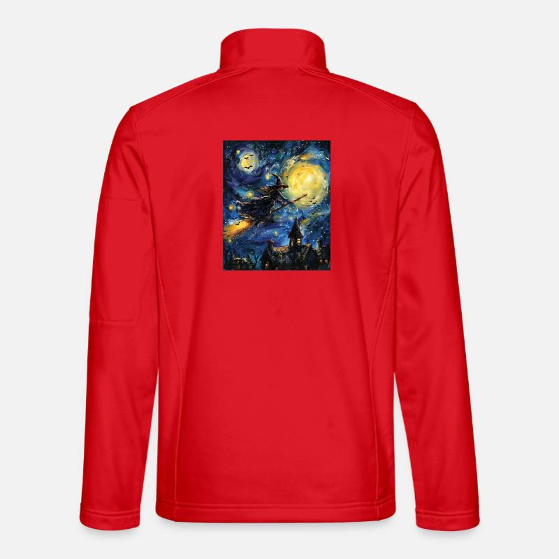 Witch Van Gogh Starry Night - Unisex Softshell Jacket - red