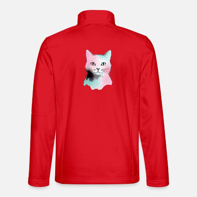 Pastellkatze Wasserfarben - Unisex Softshelljacke - Rot