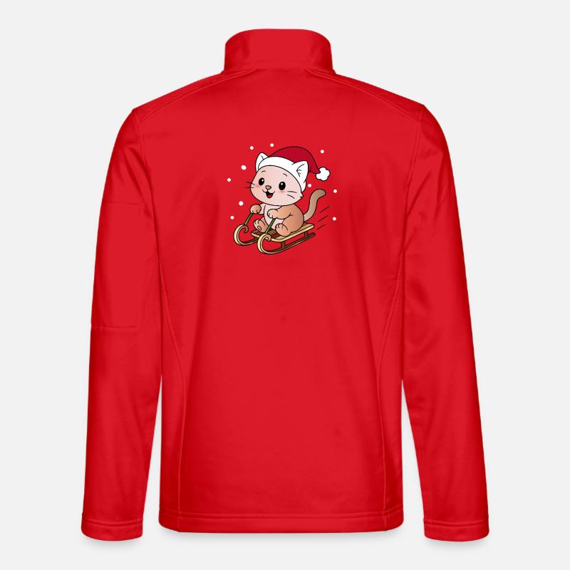 Ugly Christmas Katze auf dem Schlitten - Unisex Softshelljacke - Rot