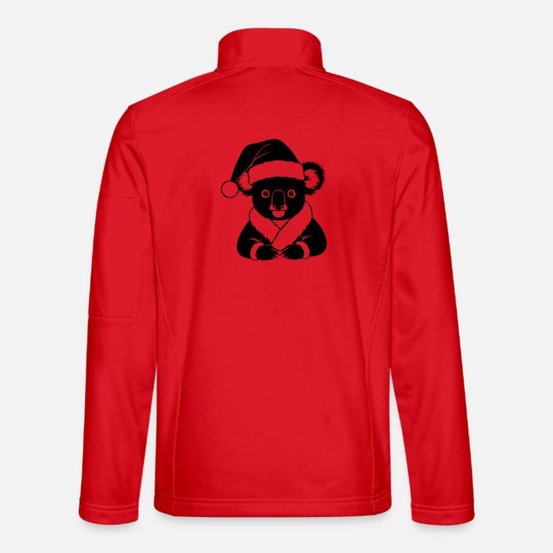 Christmas Koala Comic – Black & White - Unisex Softshell Jacket - red