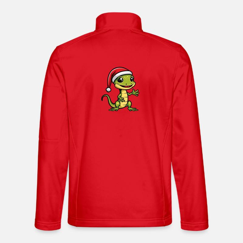 Lizard Christmas Gecko - Unisex Softshell Jacket - red