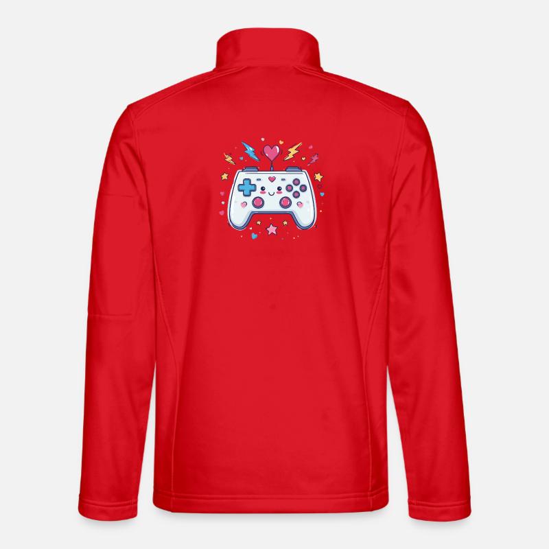 Heart Controller Doodle Pixel Pop - Unisex Softshell Jacket - red