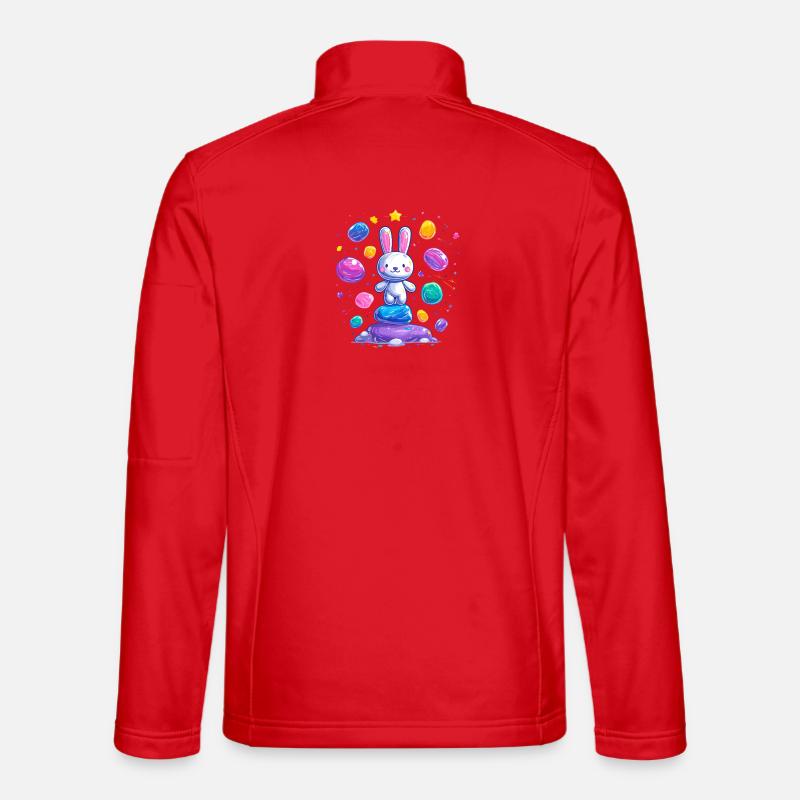 Fröhlicher Hase auf bunten Eiern Unisex Softshelljacke