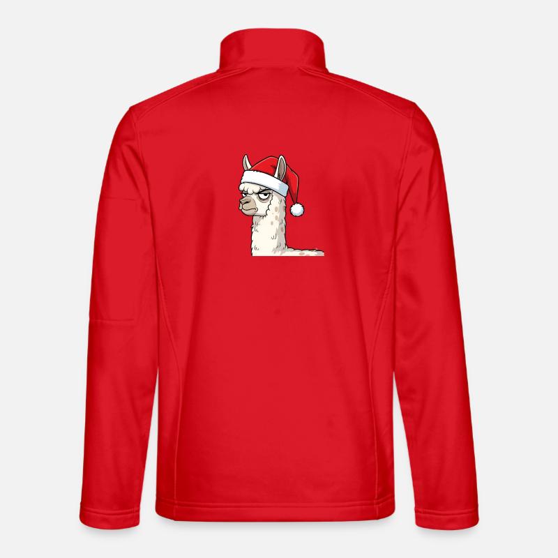 Festive Grumpy Llama Christmas Motif - Unisex Softshell Jacket - red