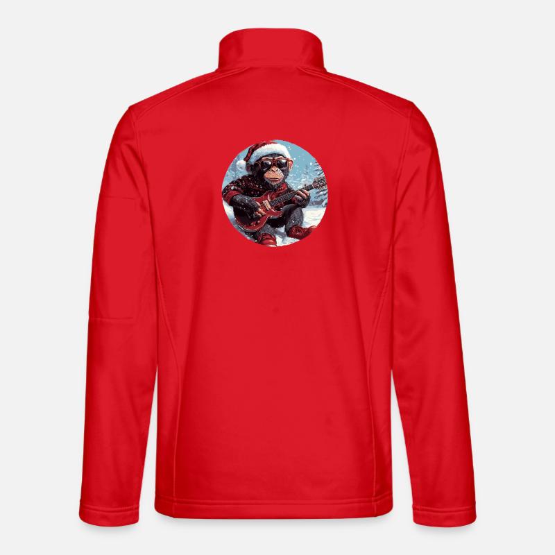 Monkey Christmas Guitar - Unisex Softshell Jacket - red