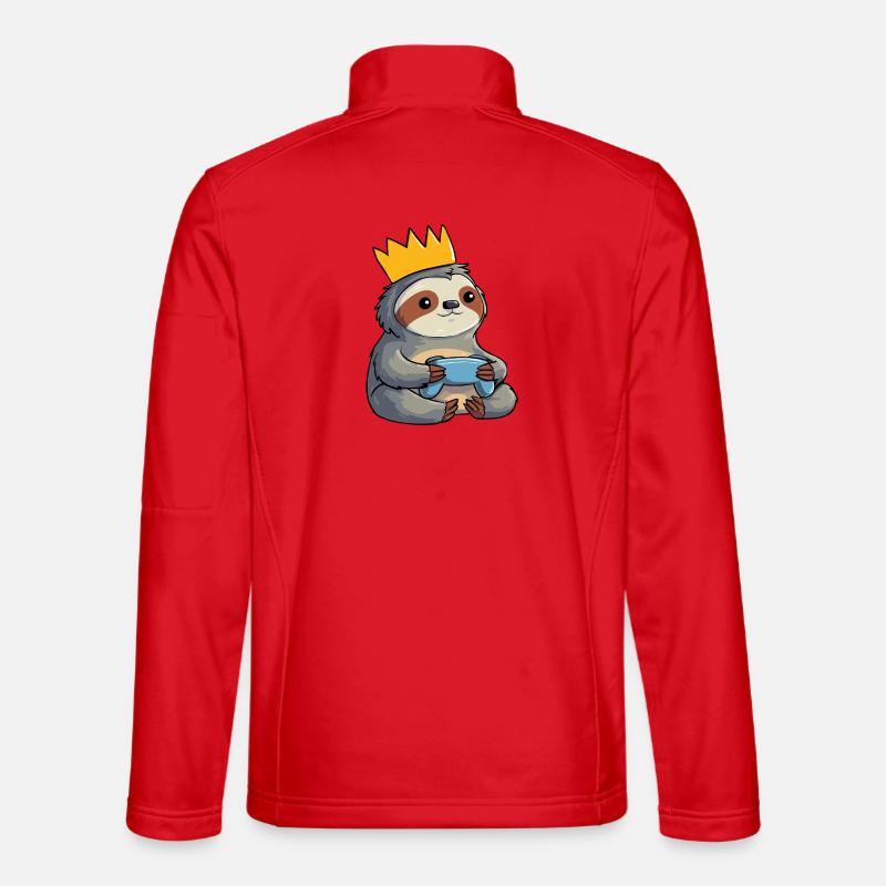 Sloth with crown and controller - Unisex Softshell Jacket - red