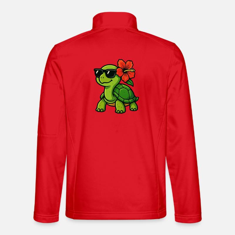 Sun turtle with hibiscus - Unisex Softshell Jacket - red