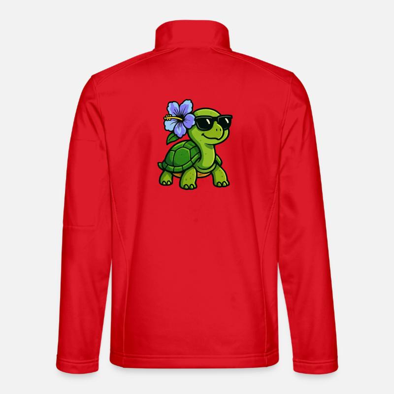 Tortue avec fleur d’hibiscus - Veste en tissu softshell Unisexe - rouge