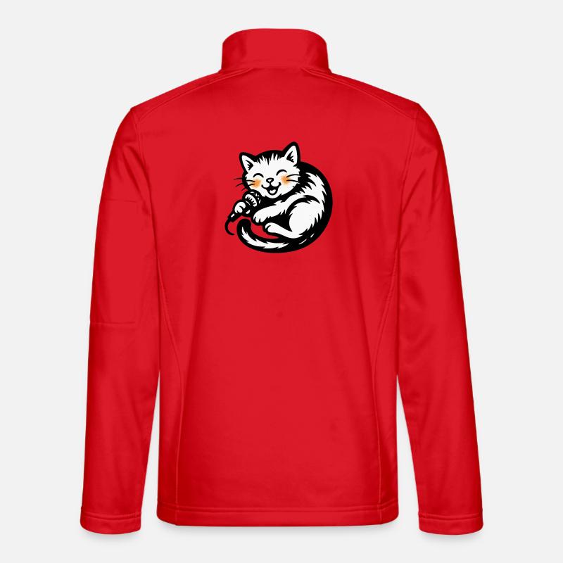 Cat singer with microphone - Unisex Softshell Jacket - red