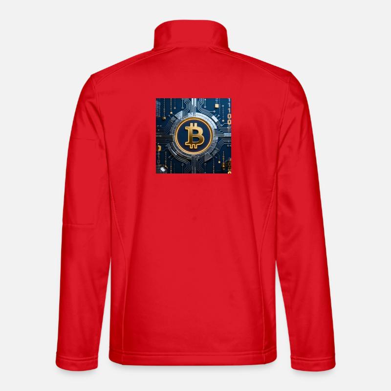 Bitcoin Neon on Circuit - Unisex Softshell Jacket - red