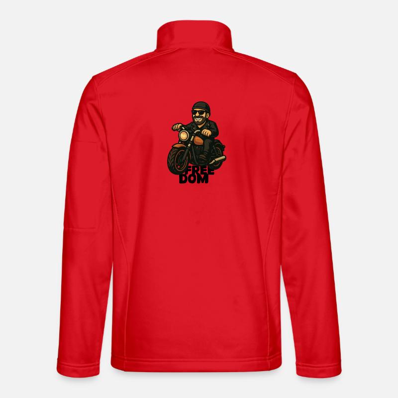 Casual Biker on Motorcycle Comic - Unisex Softshell Jacket - red