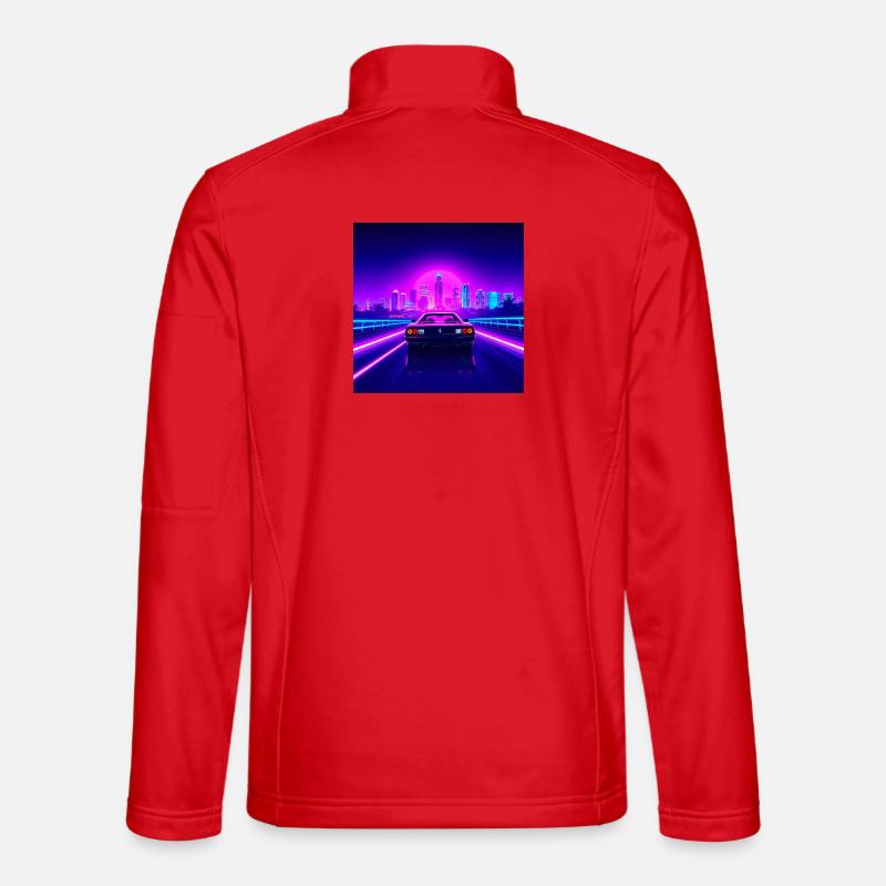 Neon Skyline and Retro Convertible - Unisex Softshell Jacket - red