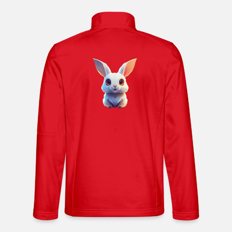 Weißer Kuschel-Hase - Unisex Softshelljacke - Rot