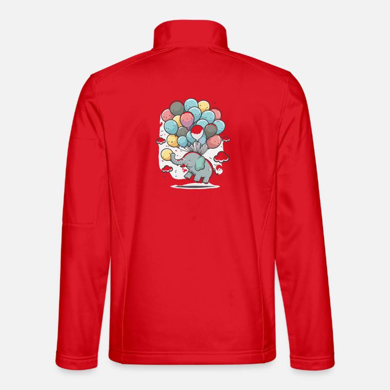 Ballon-Elefant im Wolkenmeer - Unisex Softshelljacke - Rot