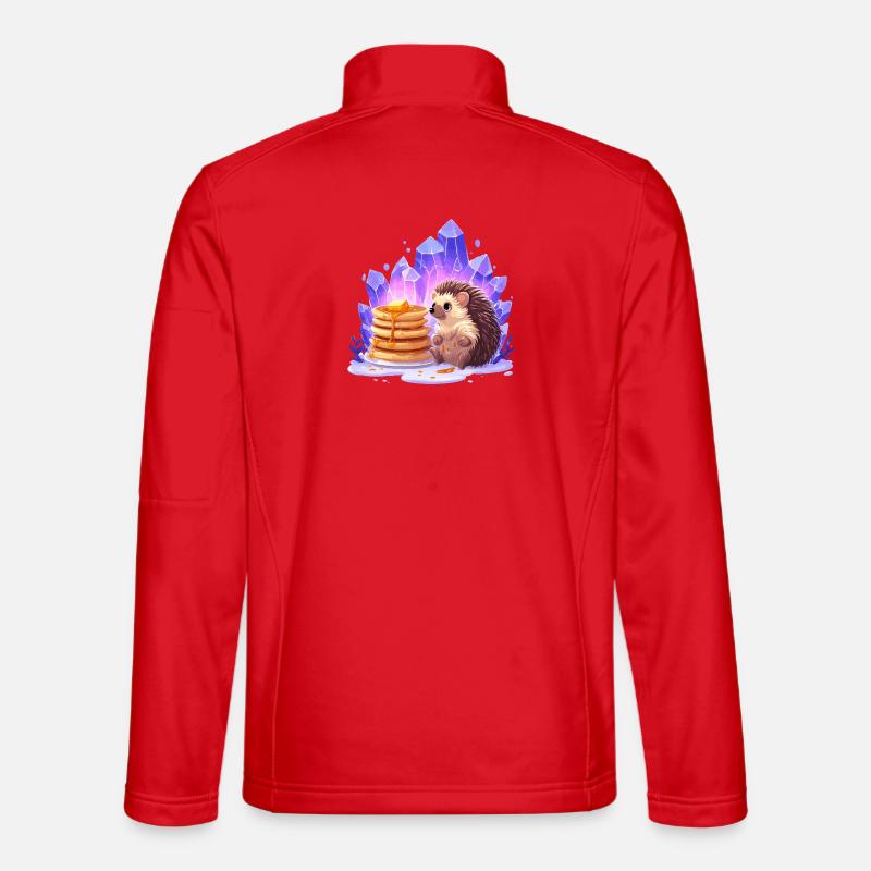 Igel mit Pfannkuchen und Kristallen - Unisex Softshelljacke - Rot