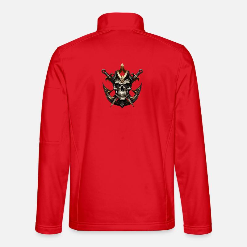 Skull Warrior with Swords - Unisex Softshell Jacket - red