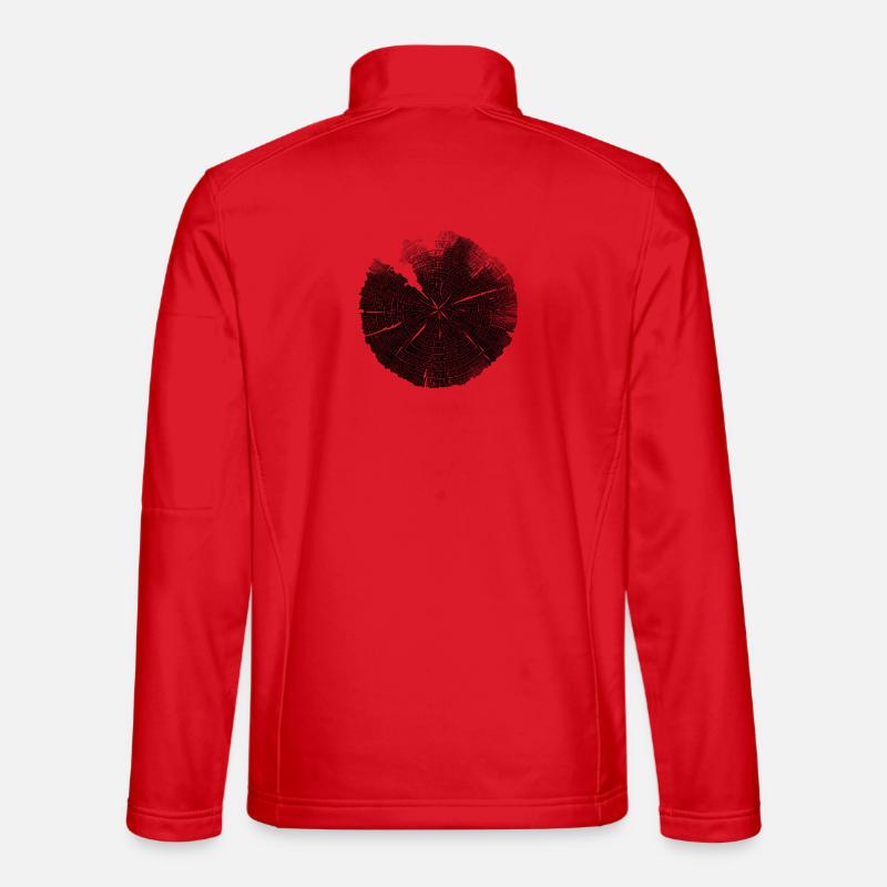 Baumscheibe Holzringe – Dunkles Naturmotiv - Unisex Softshelljacke - Rot