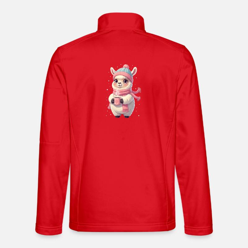 Winterlama mit Tee - Unisex Softshelljacke - Rot
