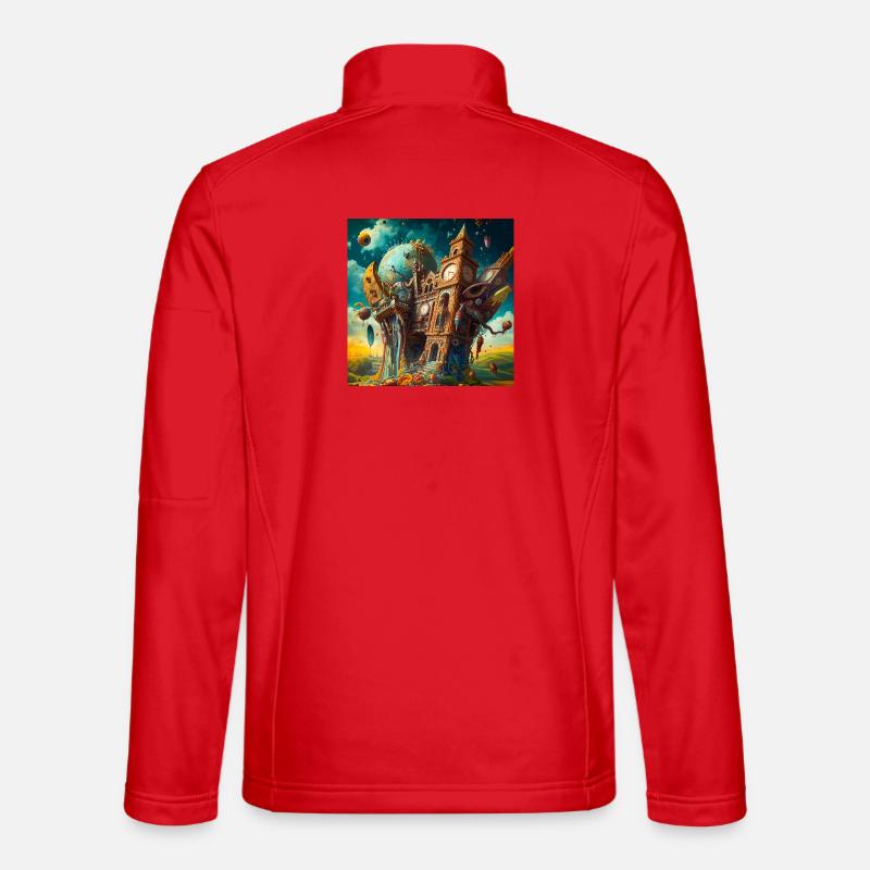 Surreal clock tower and globe - Unisex Softshell Jacket - red