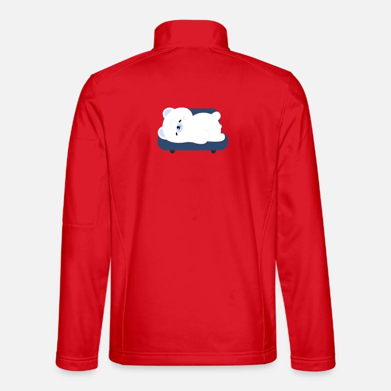 Tired Polar Bear on Sofa - Unisex Softshell Jacket - red