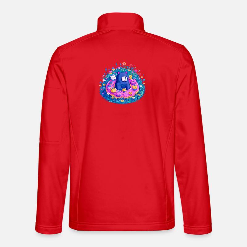 Bärenbadespaß im Blumenmeer - Unisex Softshelljacke - Rot