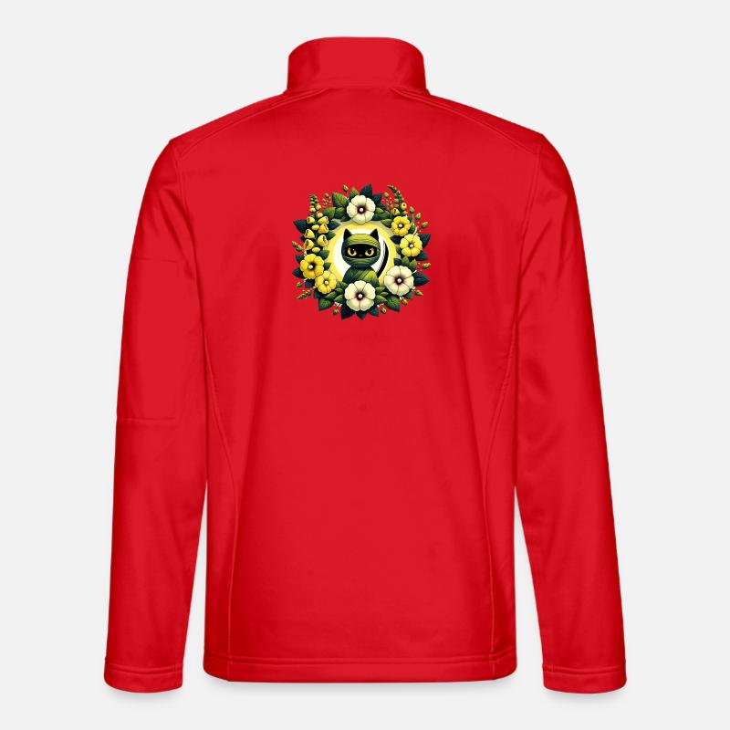 Eingewickelter Katzen-Blumen-Halo - Unisex Softshelljacke - Rot