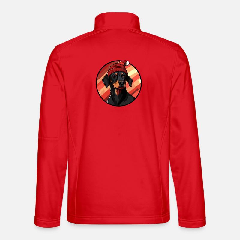 Doberman avec un chapeau de Père Noël Veste en tissu softshell Unisexe